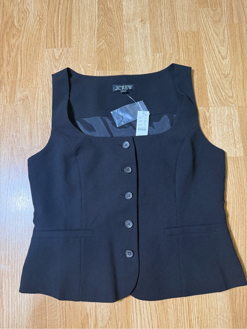 J.Crew Black Tailored Button-Front Vest - Size 2 ( NWT )